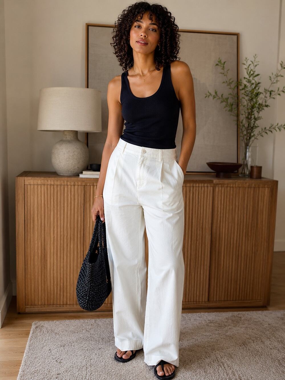 Good American white cotton blend pants NWT 12–31 wide leg